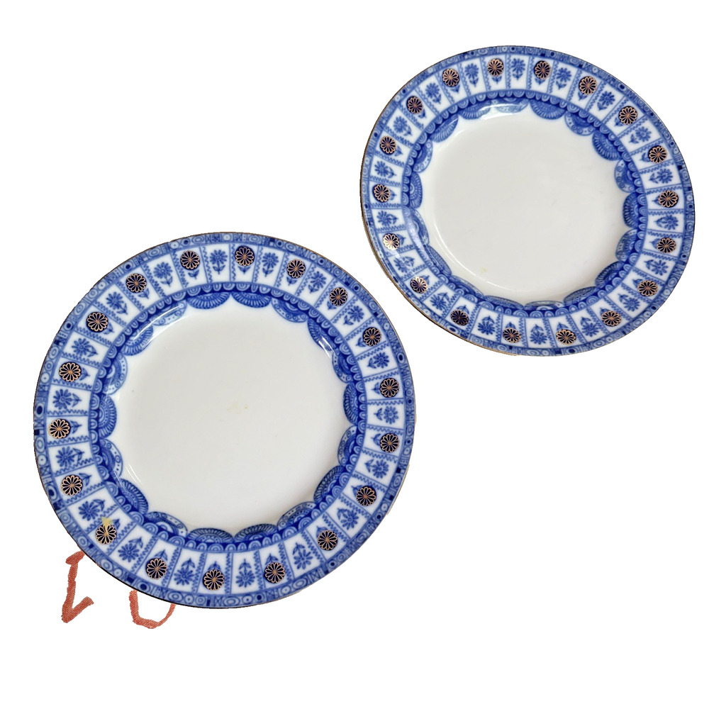 Vintage Lomonosov Russia Porcelain Cobalt blue & gold cake plate Arches pattern